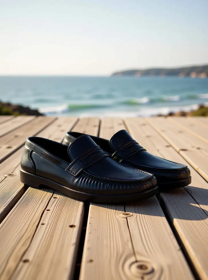 M4 Black Loafer on ocean deck