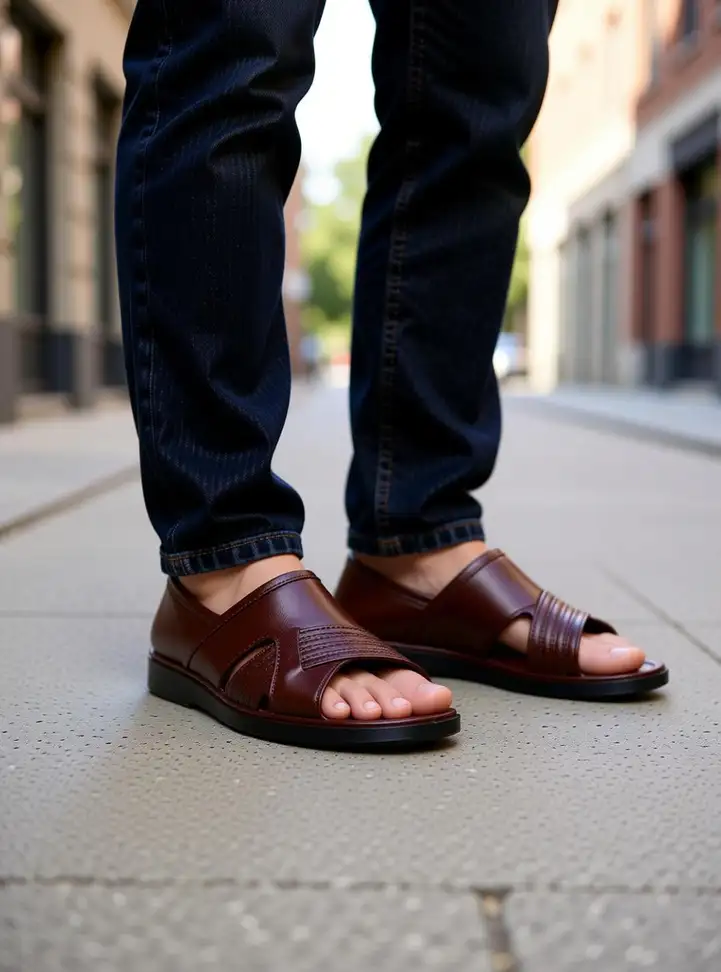N1 Brown Sandal street lifestyle